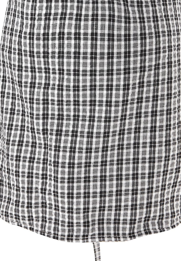 Plaid Strapback  Bucket Hat - Black