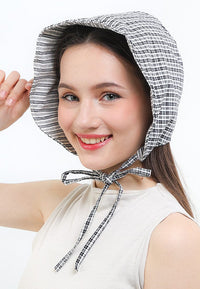 Plaid Strapback  Bucket Hat - Black