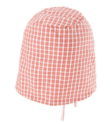 Plaid Strapback  Bucket Hat - Red