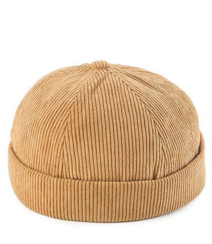 Twill Brimless Baseball Cap - Brown