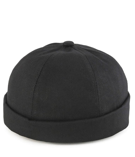 Cotton Brimless Baseball Cap - Black