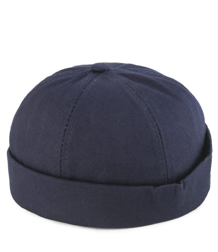 Cotton Brimless Baseball Cap - Navy