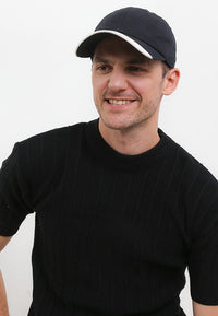 Listed Brim Baseball Cap - Black