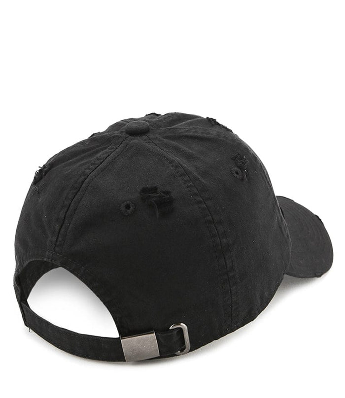 Vintage Ripped Baseball Cap - Black