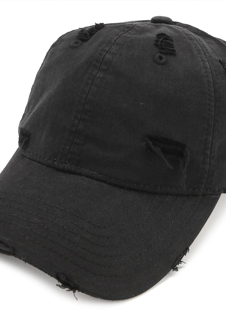 Vintage Ripped Baseball Cap - Black