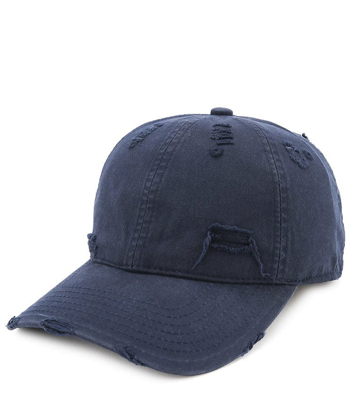 Vintage Ripped Baseball Cap - Navy