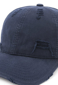 Vintage Ripped Baseball Cap - Navy