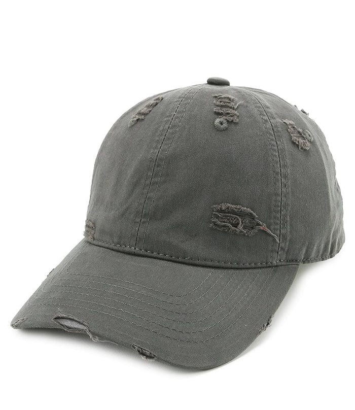 Vintage Ripped Baseball Cap - Grey