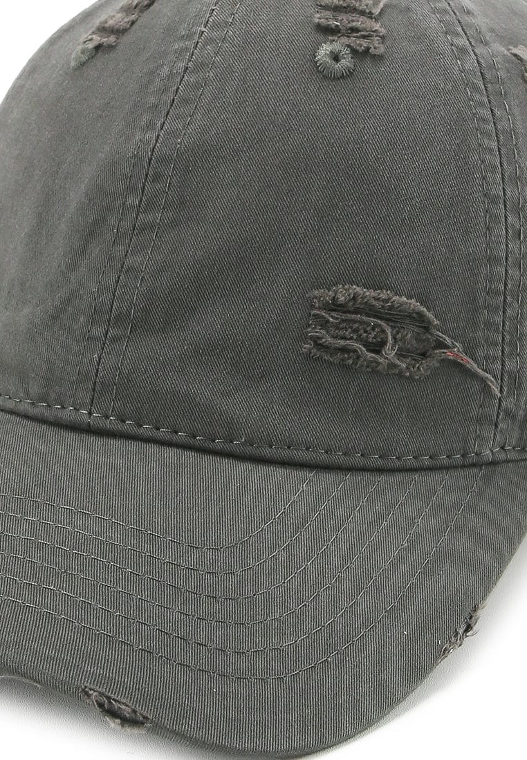 Vintage Ripped Baseball Cap - Grey