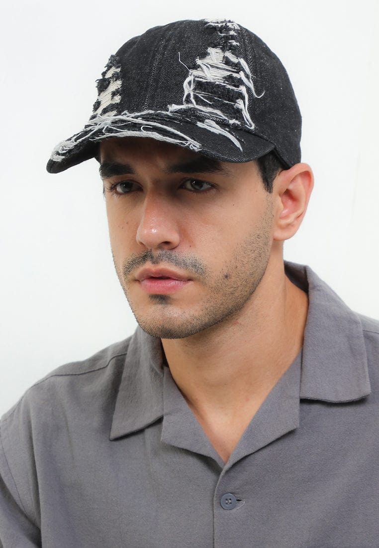 Rugged Denim Baseball Cap - Black Denim