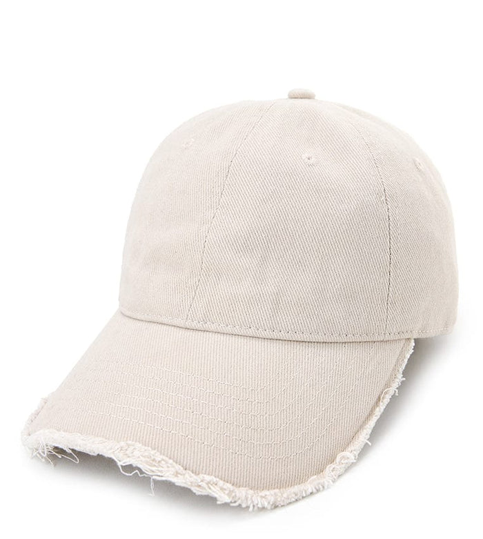 Frayed Baseball Cap - Cream