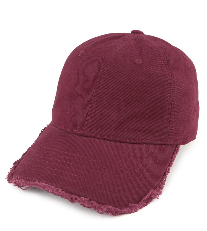 Frayed Baseball Cap - Maroon