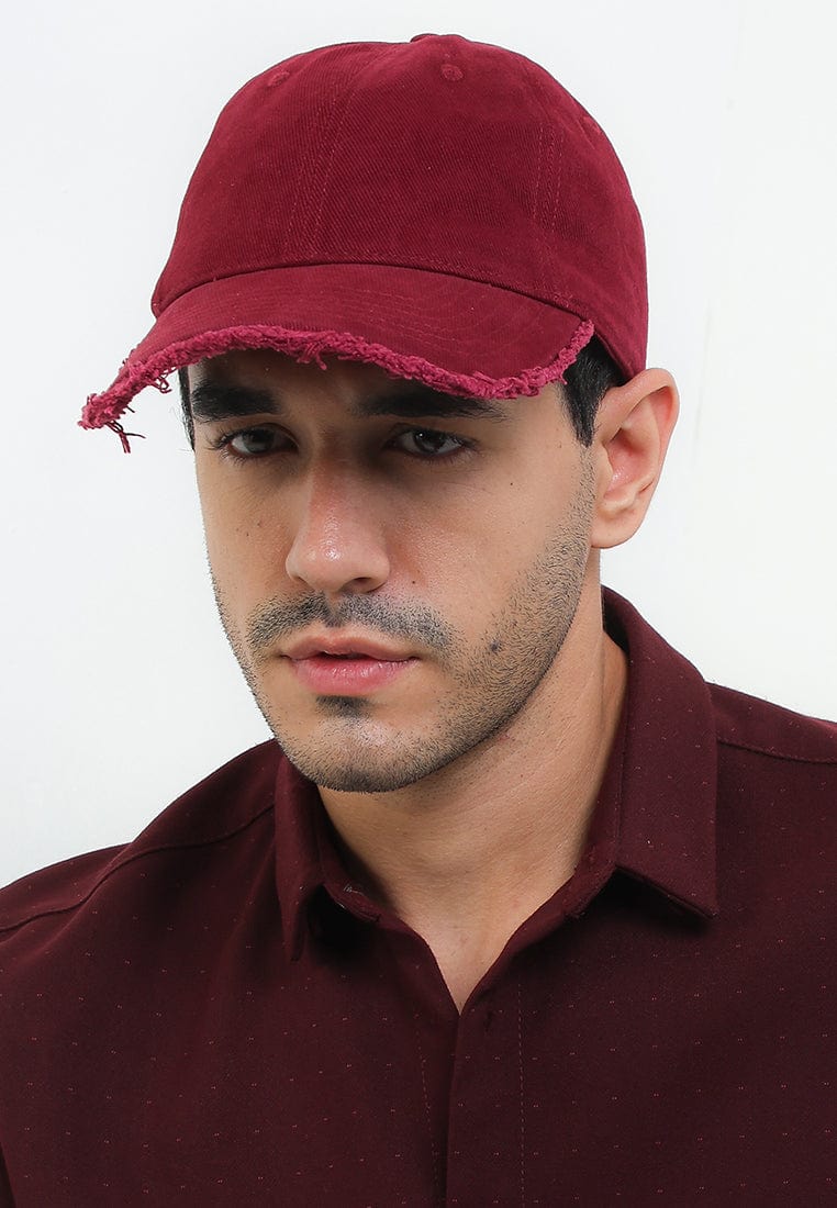 Frayed Baseball Cap - Maroon