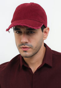Frayed Baseball Cap - Maroon