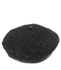 Tweed Beret Hat - Black