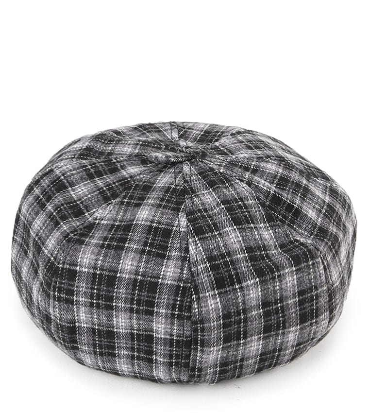 Plaid Beret - Black Grey