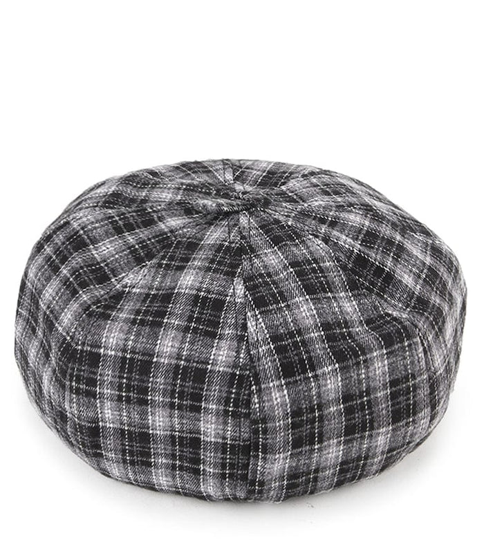 Plaid Beret - Black Grey