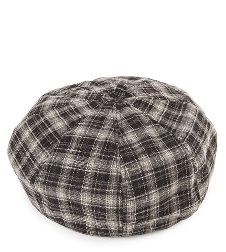 Plaid Beret - Beige Black