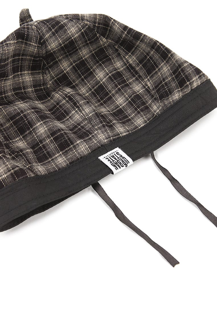 Plaid Beret - Beige Black