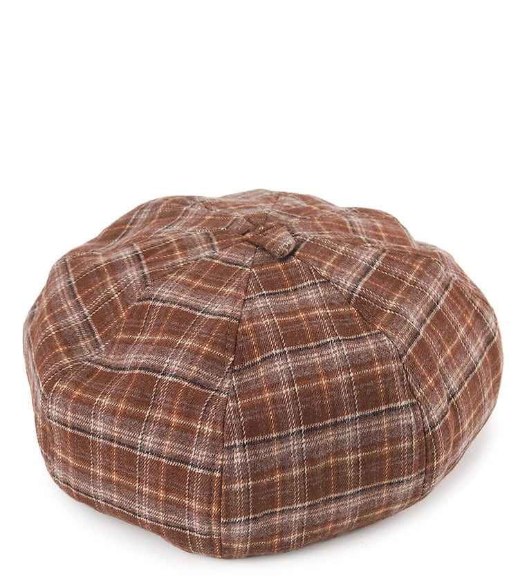 Plaid Beret - Brown Beige