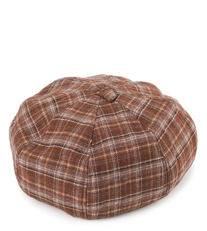 Plaid Beret - Brown Beige