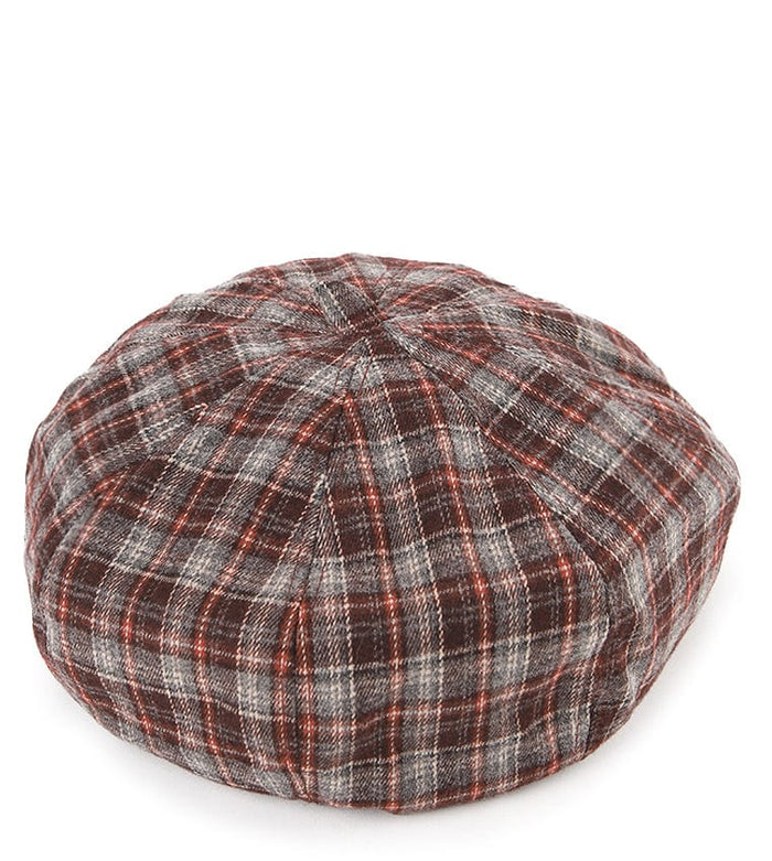 Plaid Beret - Red Grey