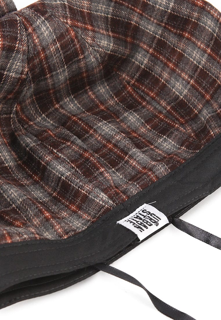 Plaid Beret - Red Grey