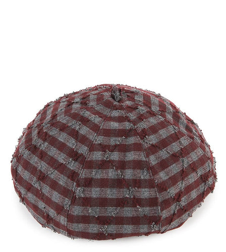 Ripped Checkered Beret - Red