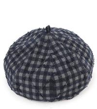 Ripped Checkered Beret - Navy