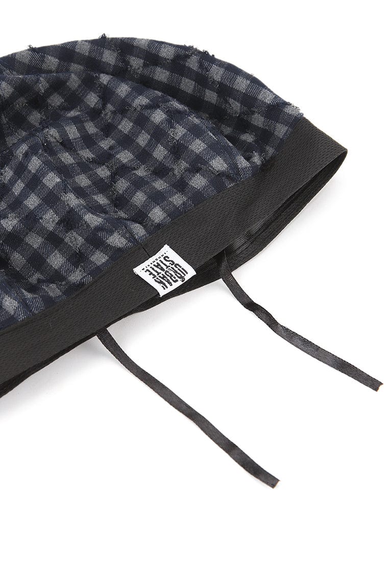Ripped Checkered Beret - Navy