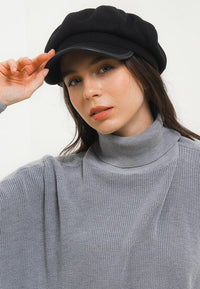 Canvas Newsboy Cap - Black