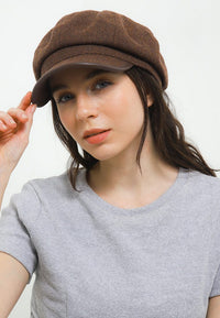 Canvas Newsboy Cap - Brown