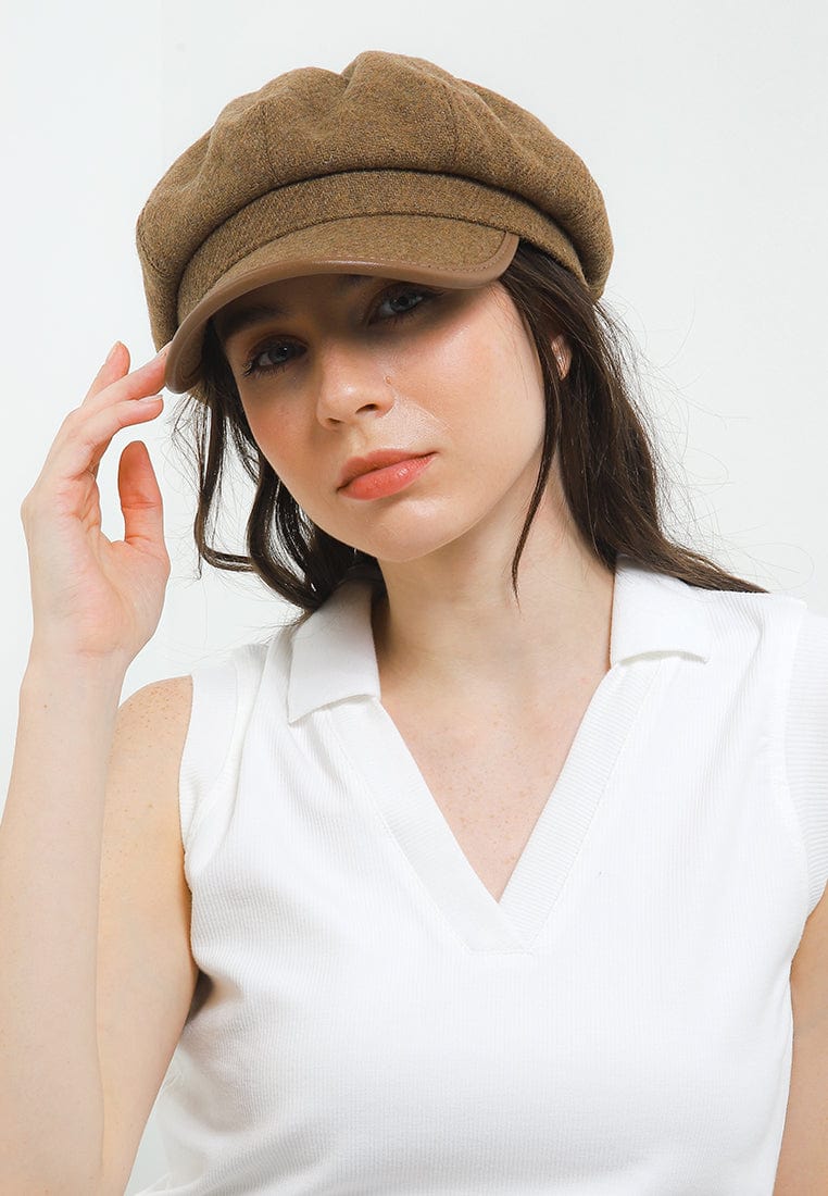 Canvas Newsboy Cap - Beige