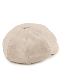 Faux Leather Newsboy Cap - Cream