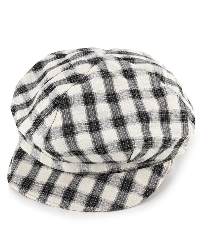Checkered Newsboy Cap - Black