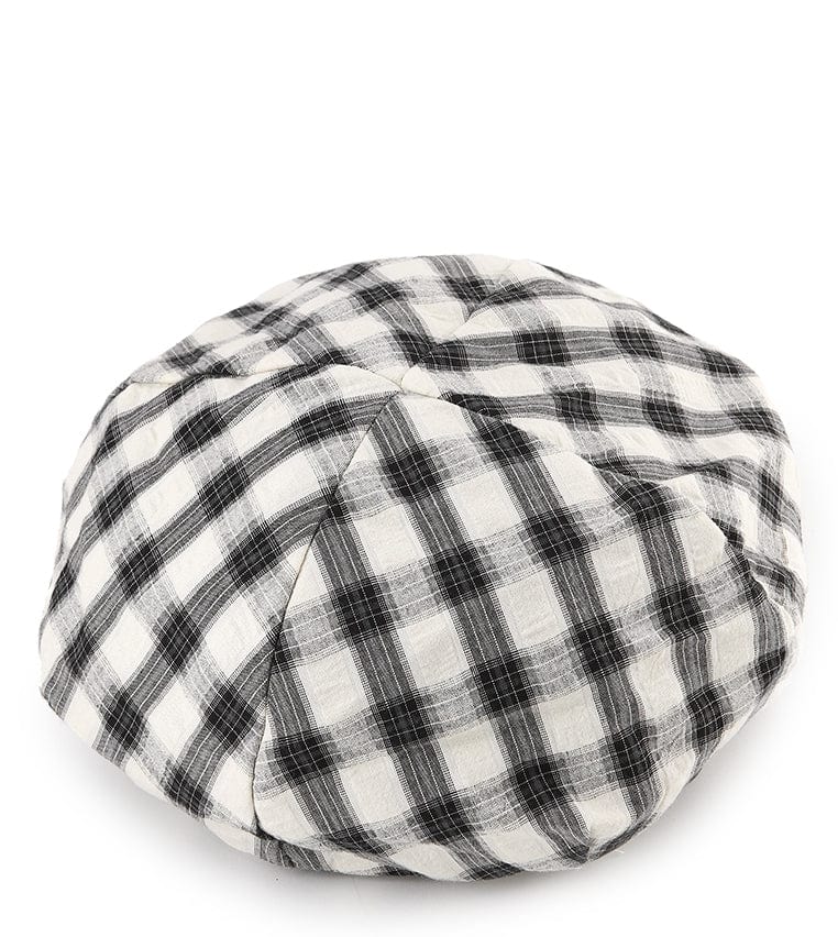 Checkered Newsboy Cap - Black