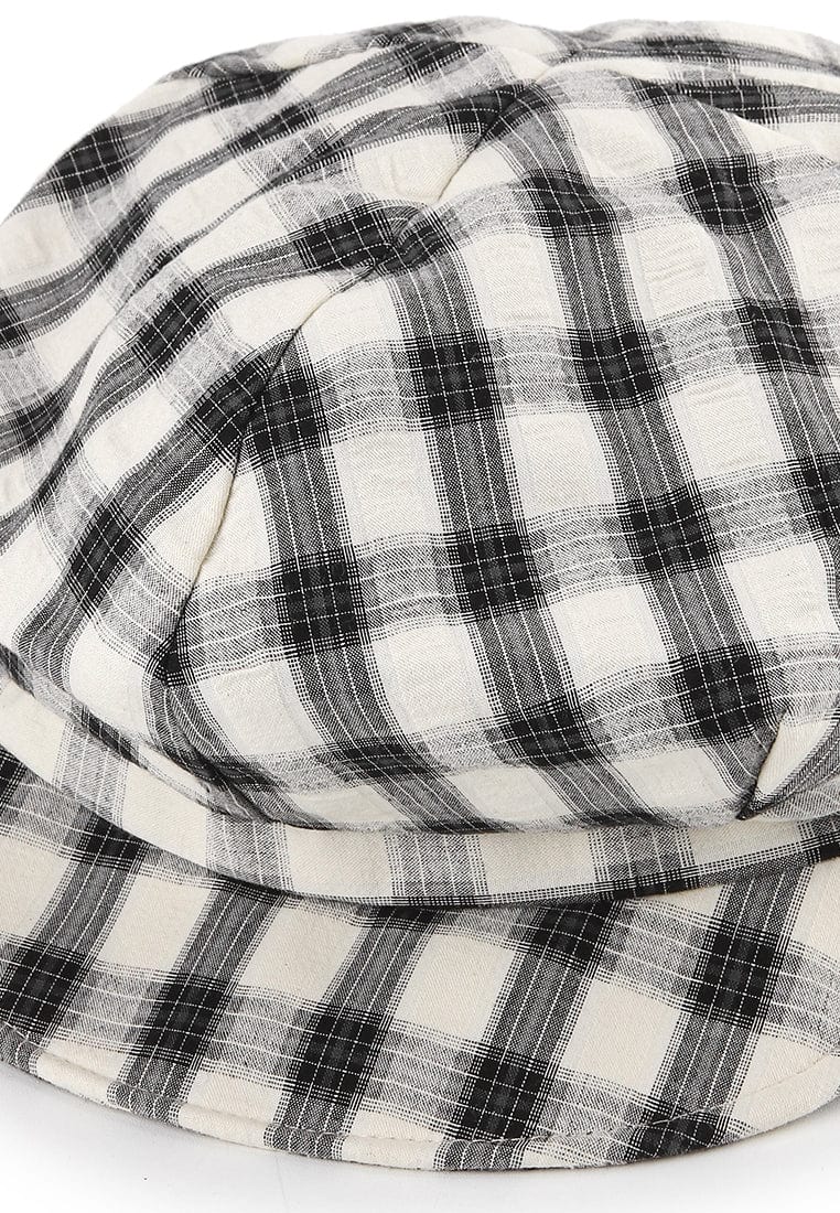 Checkered Newsboy Cap - Black