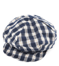 Checkered Newsboy Cap - Navy