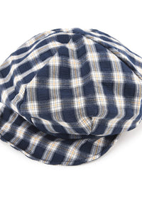 Checkered Newsboy Cap - Navy