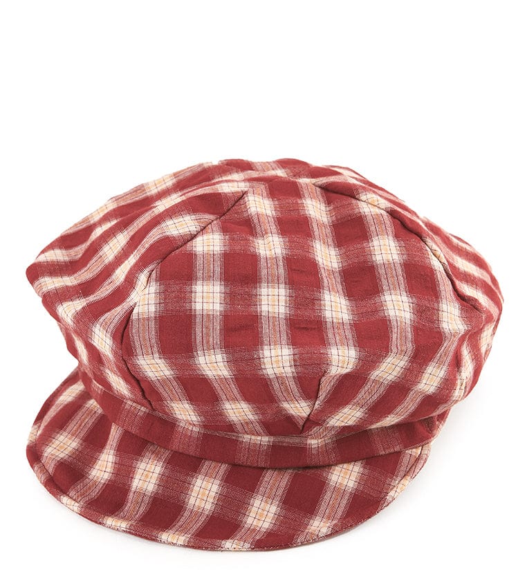 Checkered Newsboy Cap - Red