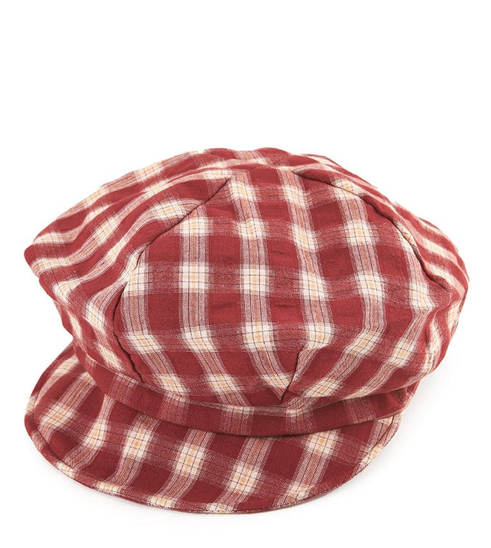 Checkered Newsboy Cap - Red