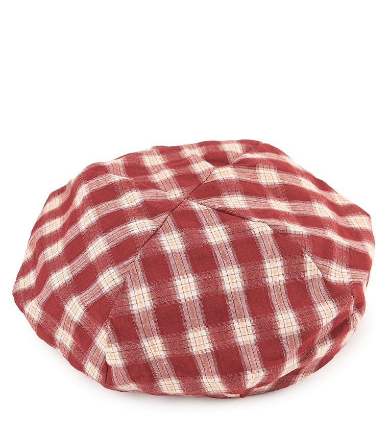 Checkered Newsboy Cap - Red