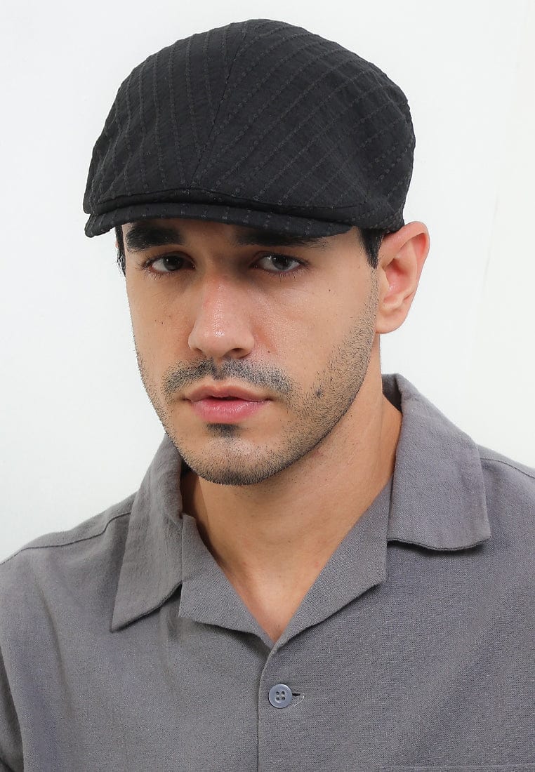 Stitched Flat Cap - Black