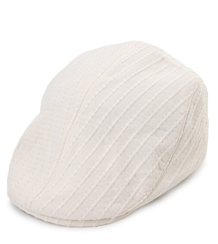 Stitched Flat Cap - White