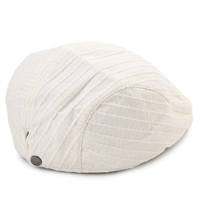 Stitched Flat Cap - White