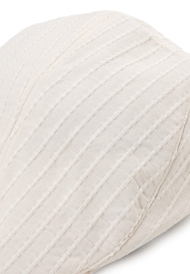 Stitched Flat Cap - White
