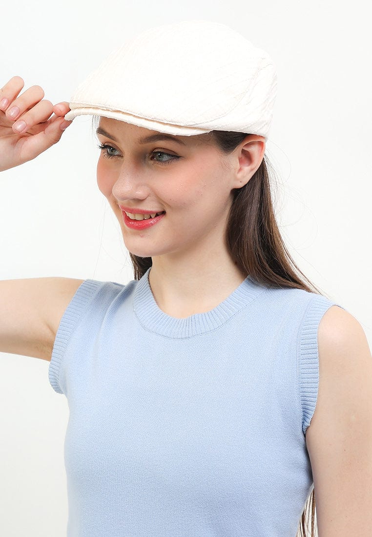 Stitched Flat Cap - White