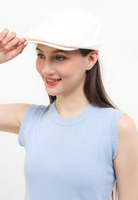 Stitched Flat Cap - White