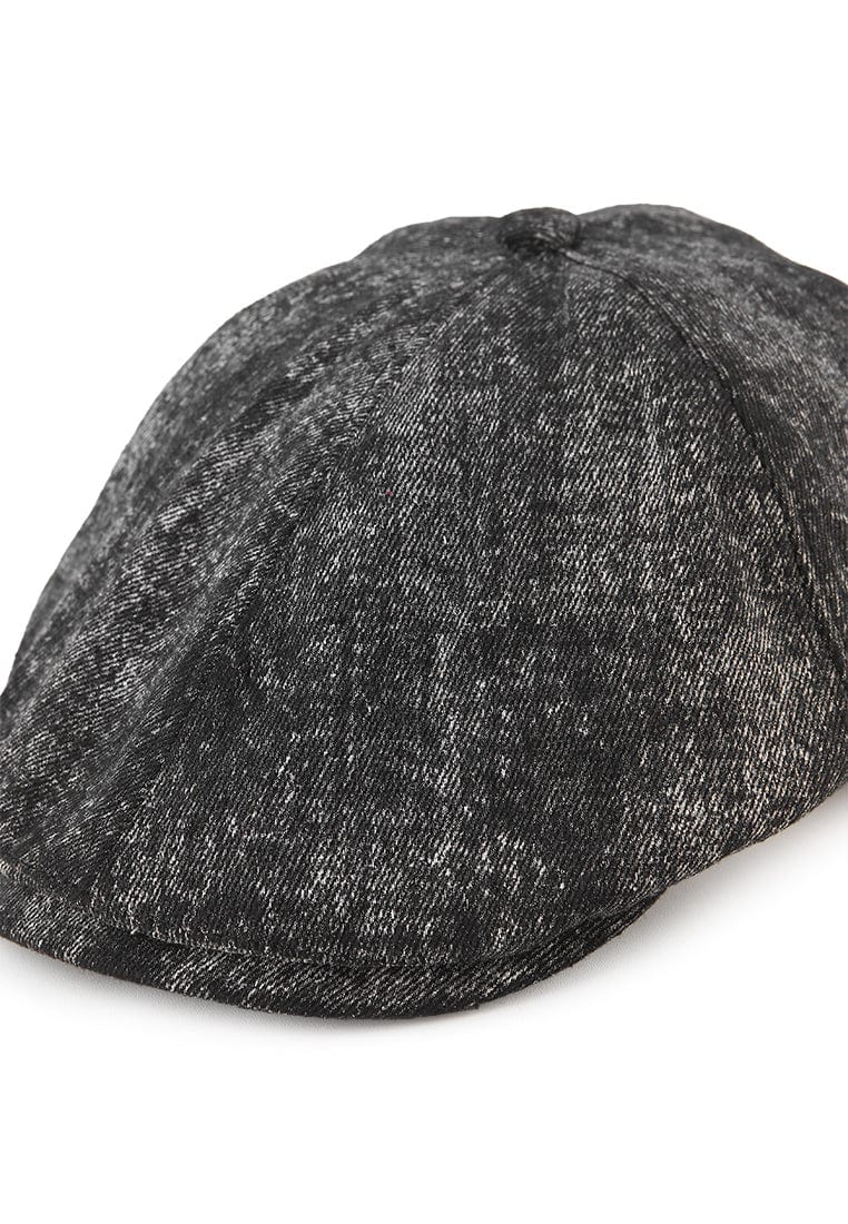 Vintage Washed Flat Cap - Black