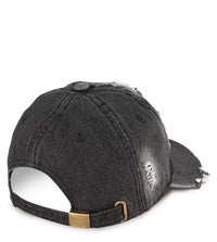 Ripped Denim Baseball Cap - Black Denim